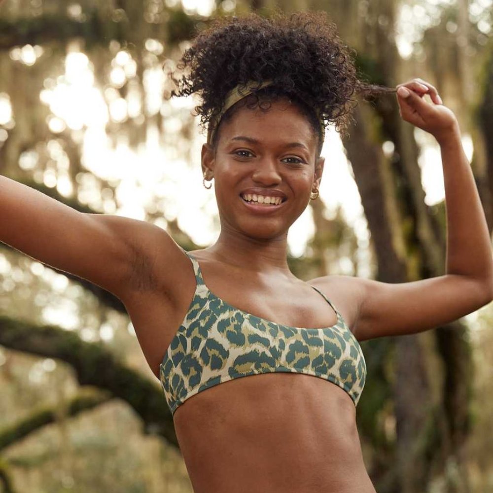 Aerie Leopard Strappy Scoop Bikini Top
